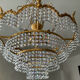 Waterfall chandelier in gilded bronze and crystal tassels
