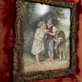 Pastoral scene painting on porcelain, 19th century