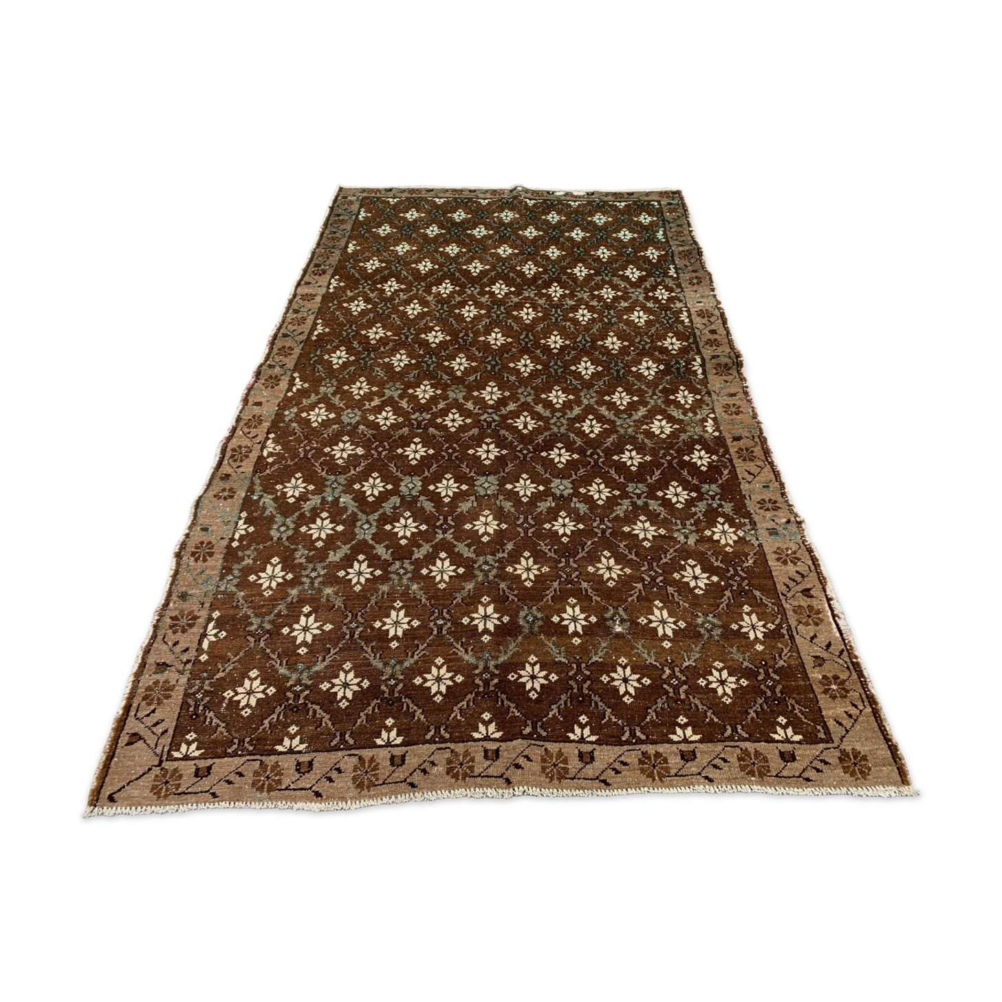 Vintage turkish rug 250x157 cm shabby distressed carpet large