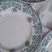 Set of 4 antique ironstone plates from Saint-Amand, "Jane" model.