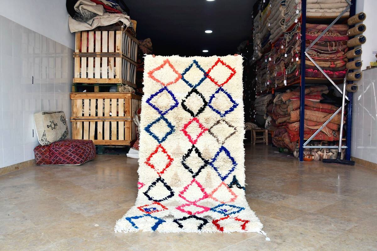 Small vintage beni ouarain rug