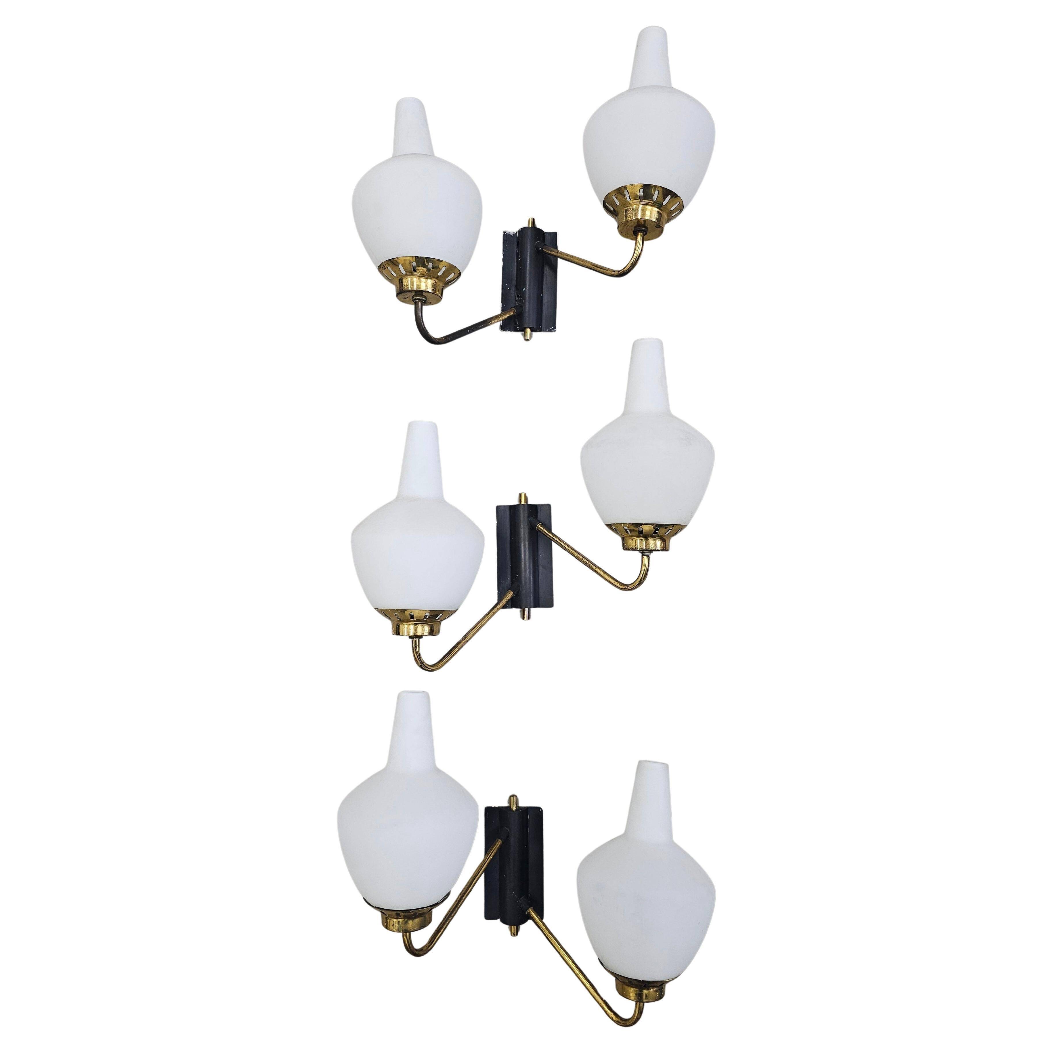 Mid-Century Modern wall lights attributed to Stilnovo 1950s