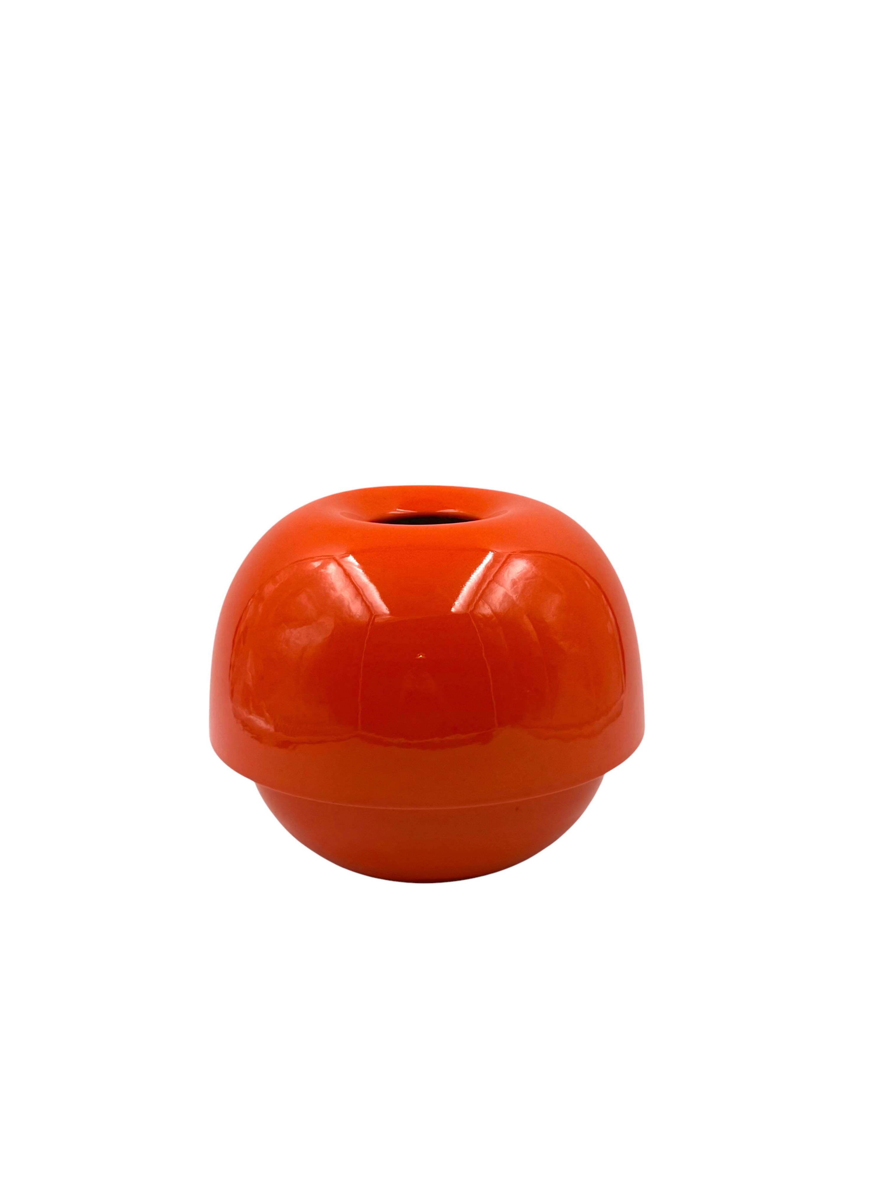 Space age orange ceramic vase, Sicart Italy ca. 1970