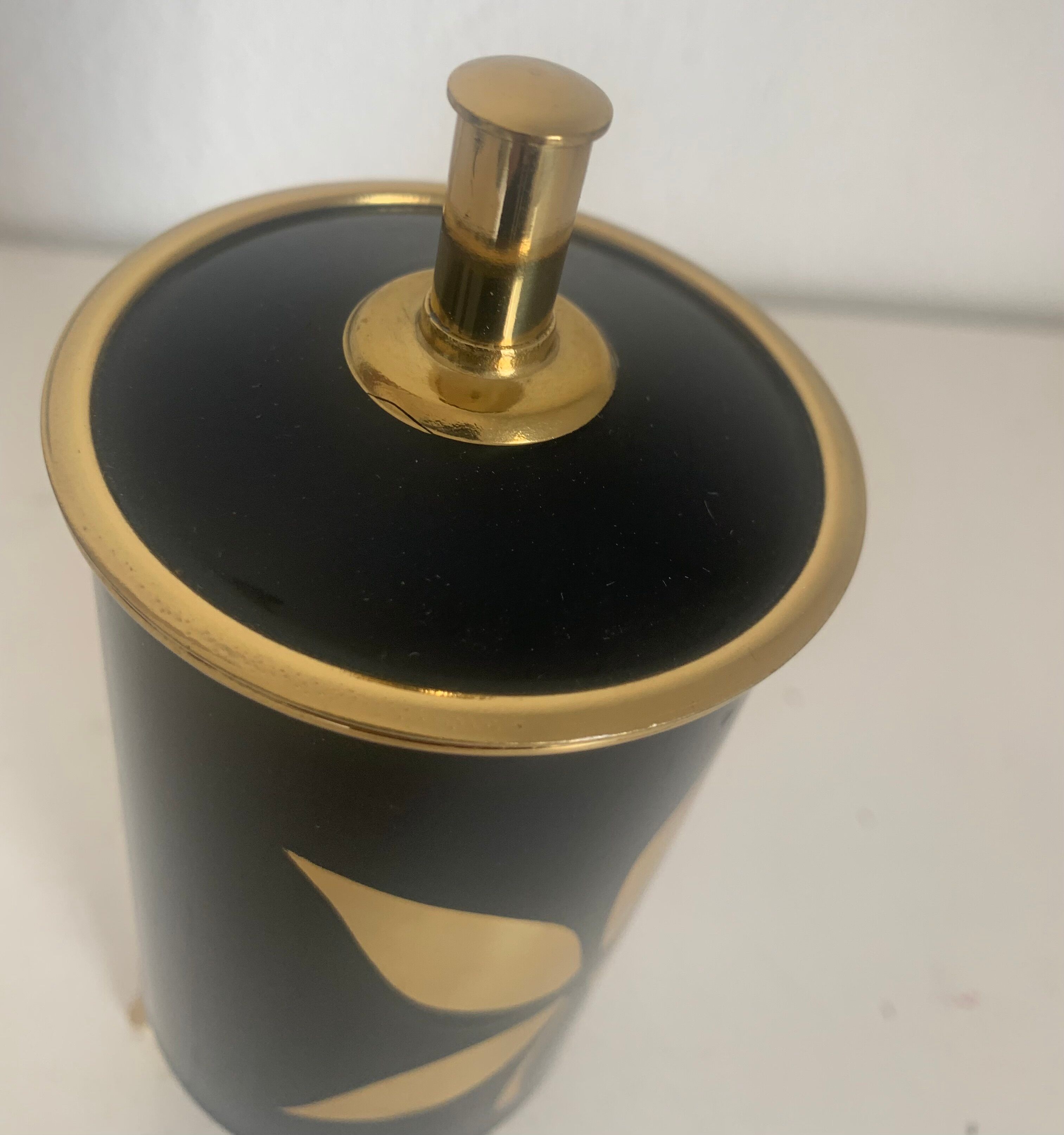 Vintage cigarette holder 1960 tripod black gold box - 16 x 7 cm