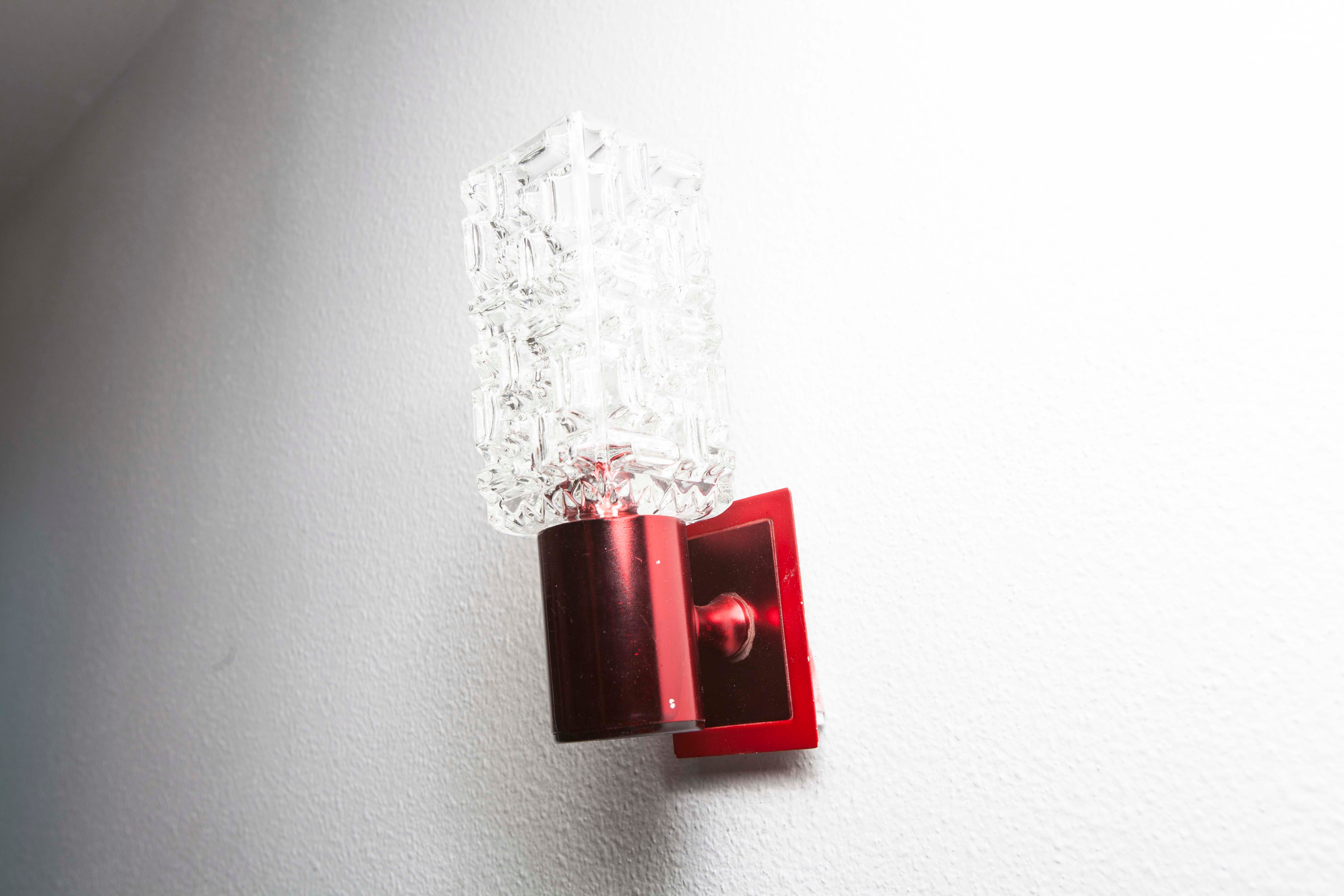 Pair of red wall light 1970