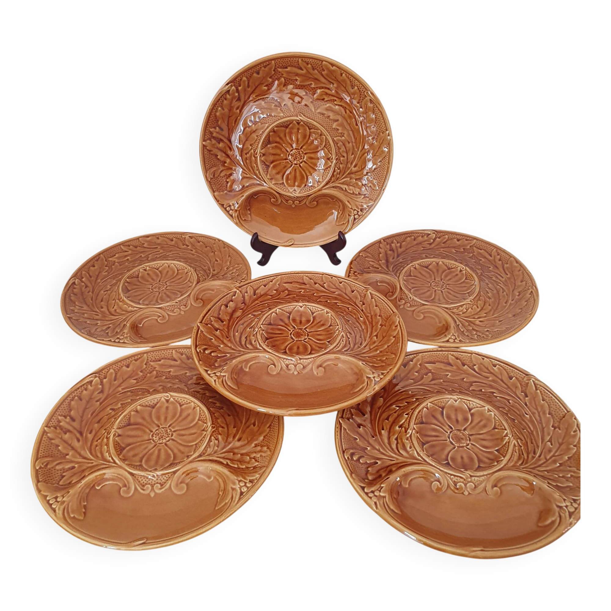 Compartment plates Faiencerie de Gien / artichoke / Barbotine