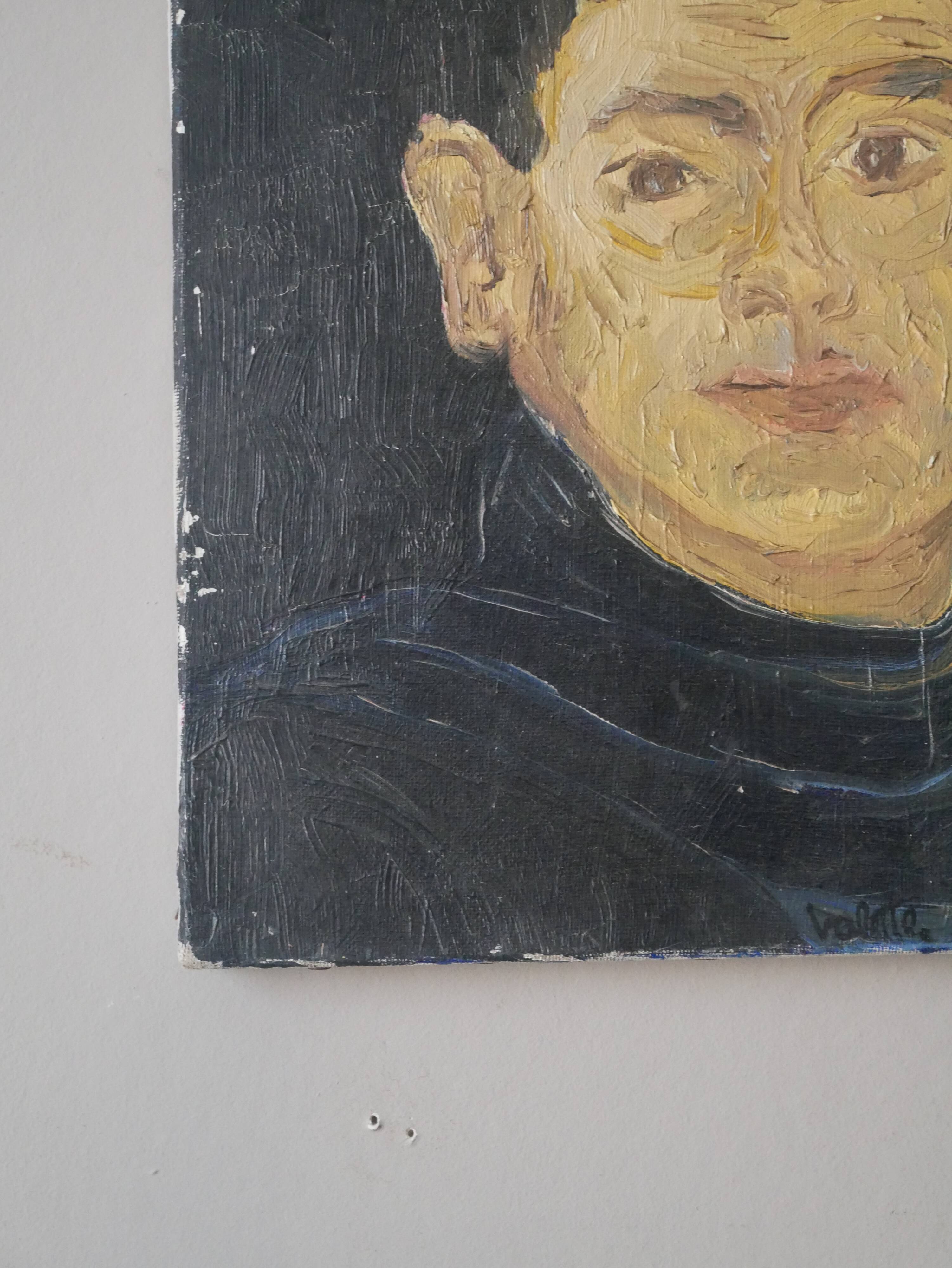 Vintage acrylic portrait on canvas contemporary country decoration