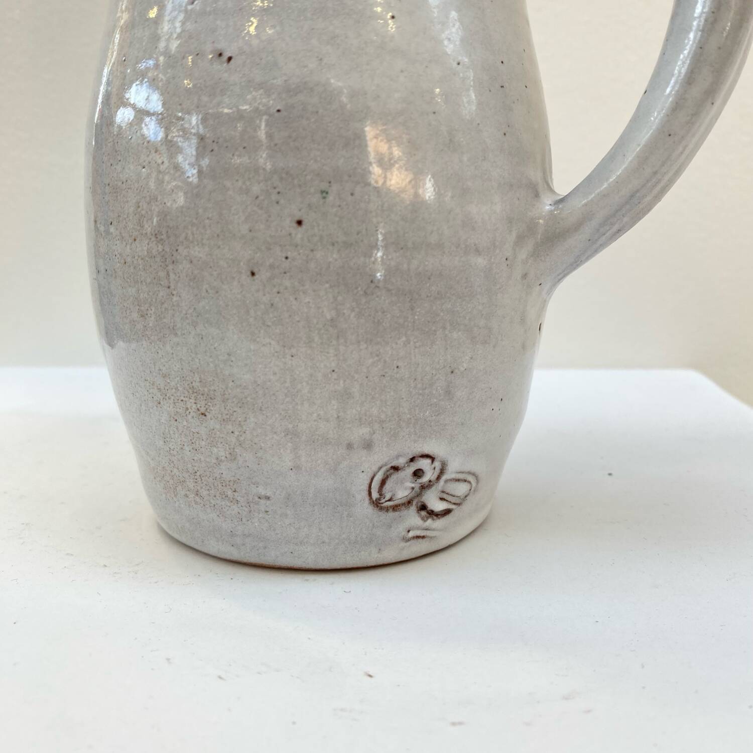 Enameled stoneware pitcher by Jeanne and Norbert Pierlot