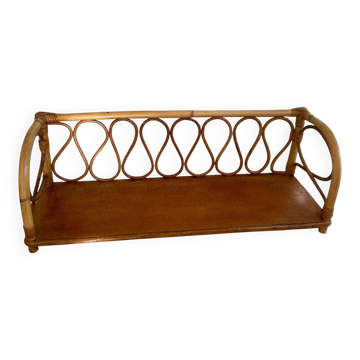 Vintage wicker shelf from the 70s, bohemian.