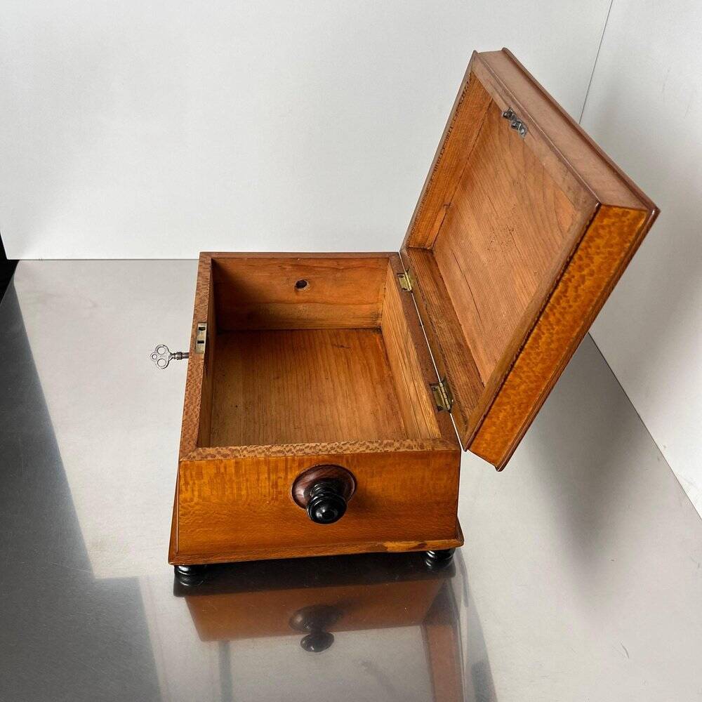 Historicism Box in Floral Ash Veneer and Rosewood, Austria, 1880s