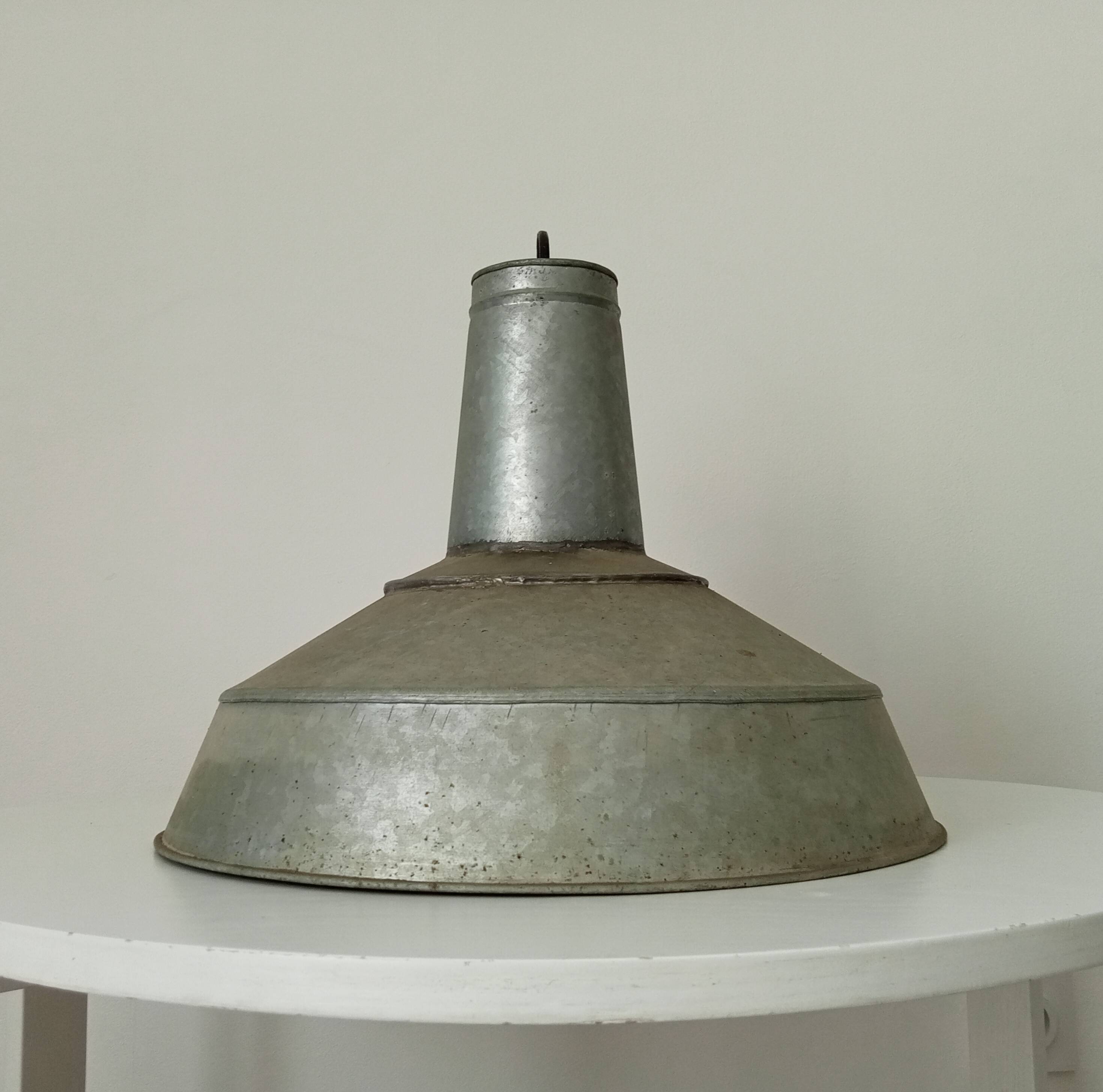 Old zinc garage pendant light