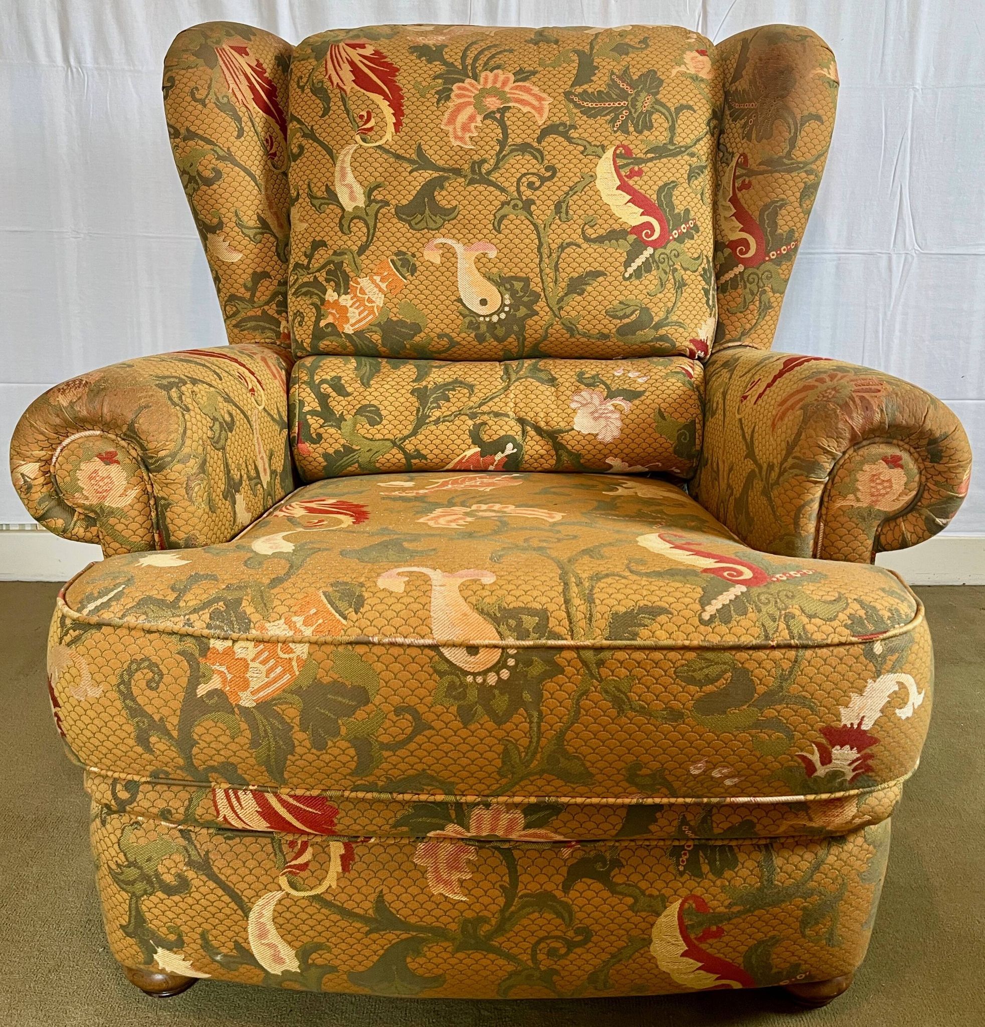 Fauteuil a oreilles vintage, marque burov, annees 90