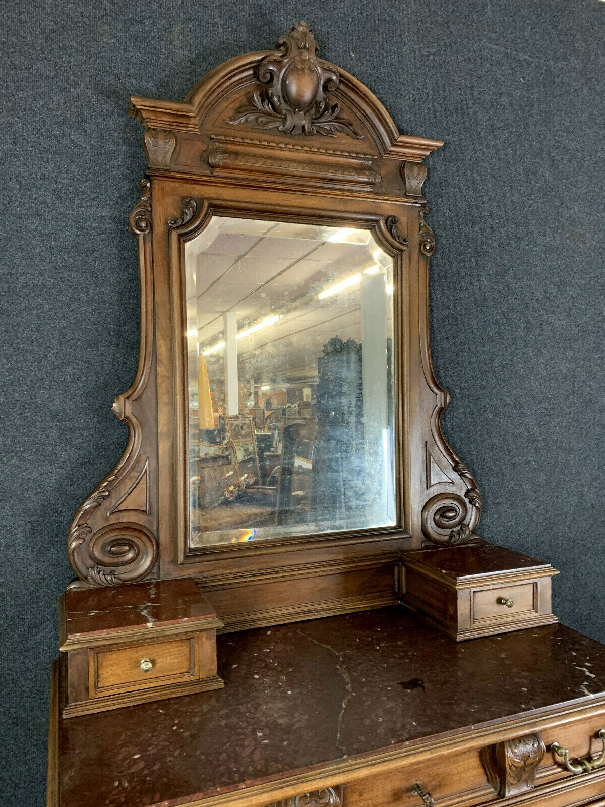Renaissance psyche doors dresser in solid walnut