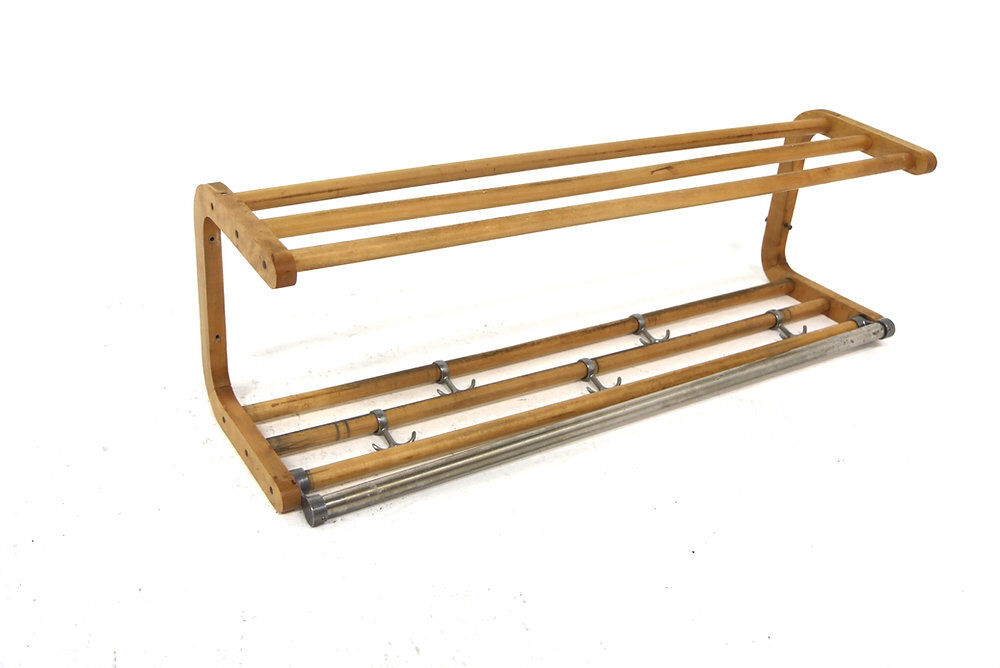 Scandinavian beech coat rack, Sweden, 1950
