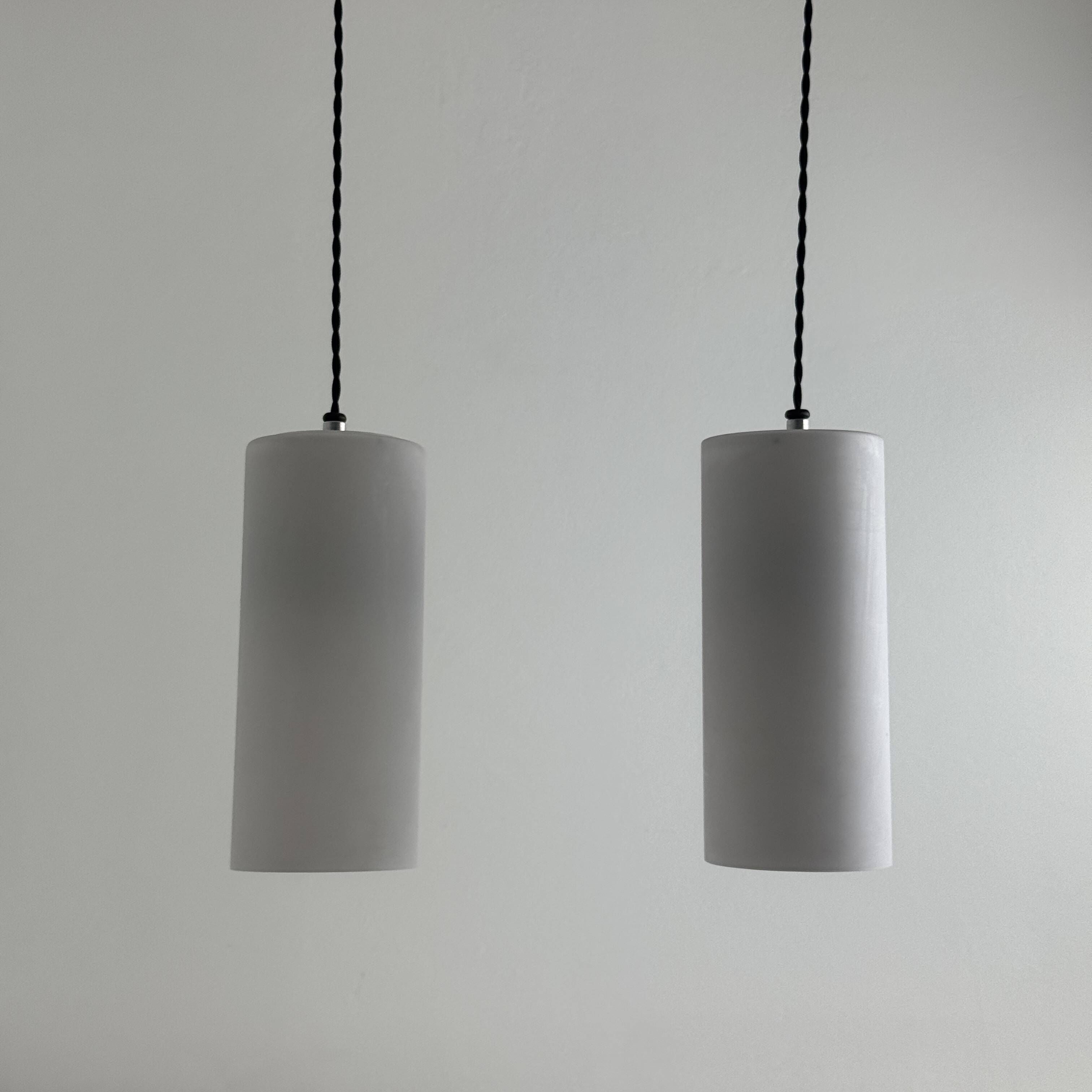 Pair of antique opaline suspensions 1970 vintage