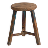 Antique sky blue patinated stool (c.1900)