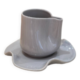 Set of cups mugs water lily ceramic handmade pop blue gray