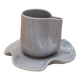 Set tasse mug nénuphar céramique artisanal pop bleu gris