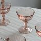 10 Vintage Twisted Pink Glass Champagne Coupes