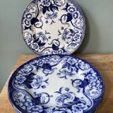 Set of 4 flat plates Creil and Montereau, Flora model