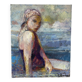 Portrait de baigneuse signé Patrice Landauer