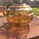 Large Art Deco round vase in amber glass signed Fains, circa 1930.
