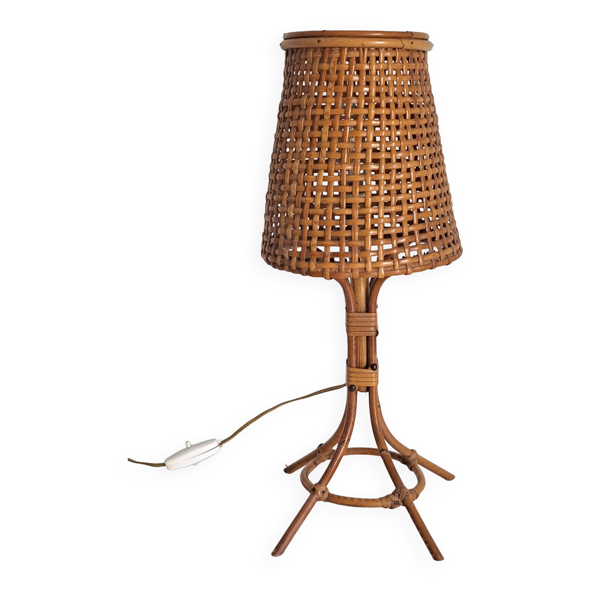 Vintage bamboo bedside lamp