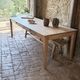 Solid oak farmhouse table "raw" 247x89, "chocolate oak" top