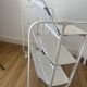 Vintage folding dessert trolley on wheels, 3 white shelves