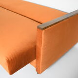 Original foldable couch, russet velvet, restored, 1960s