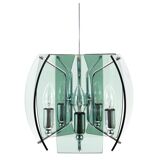 Glass and chrome chandelier in the Fontana Arte style, mid-century, Italy, 1960s.