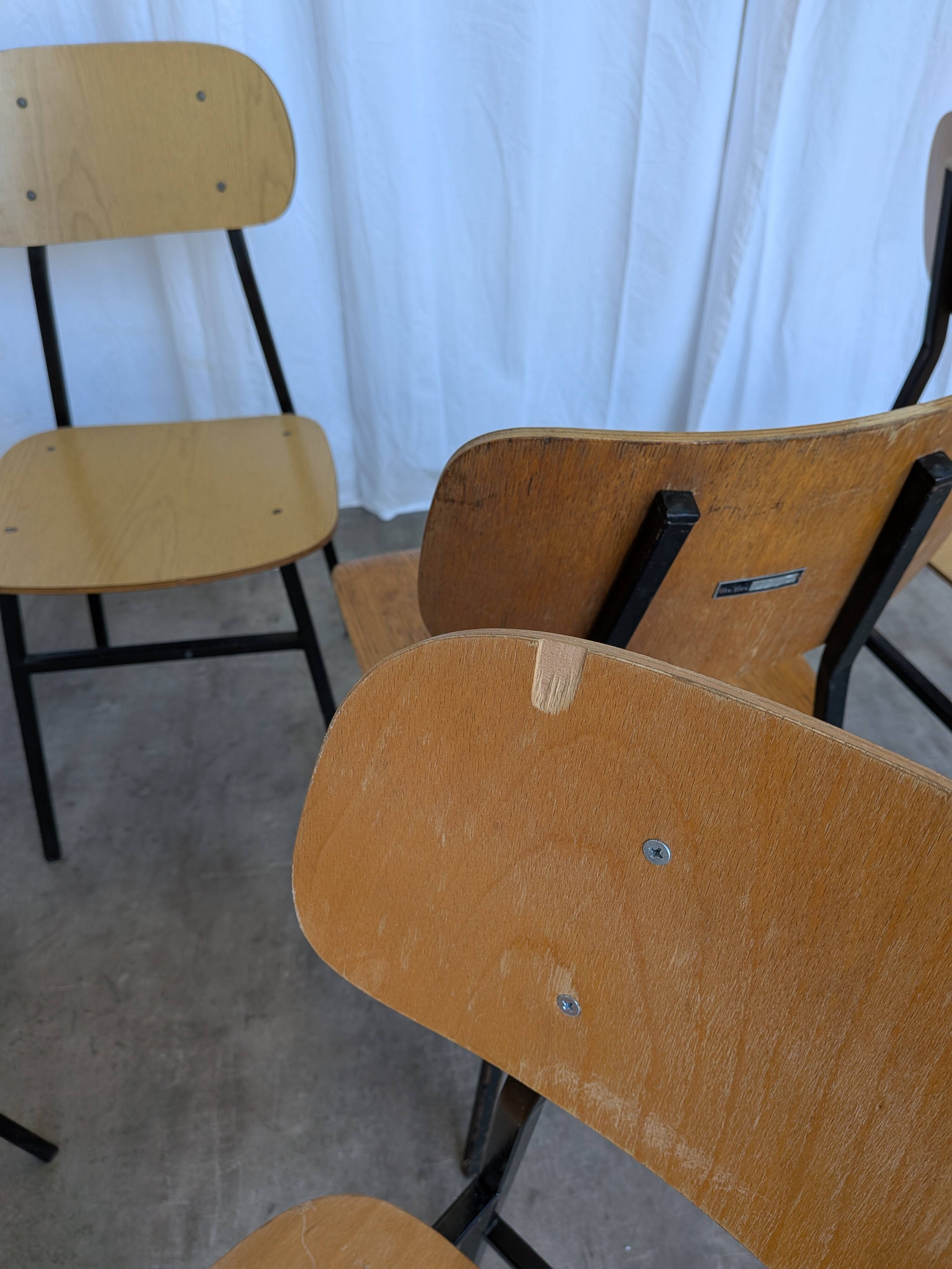 Set of 7 Vintage Industrial School Chairs / STOL Kamnik 1970s Yugoslavia