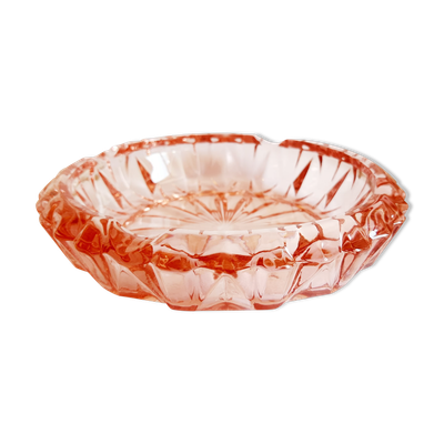 Cendrier en verre ciselé rose rosaline