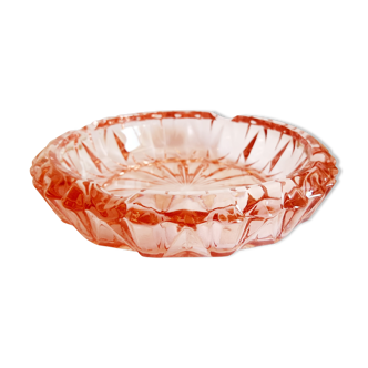 Rosaline pink chiseled glass ashtray