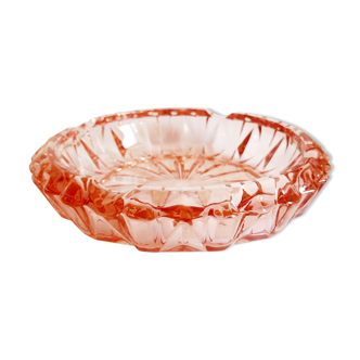 Cendrier en verre ciselé rose rosaline