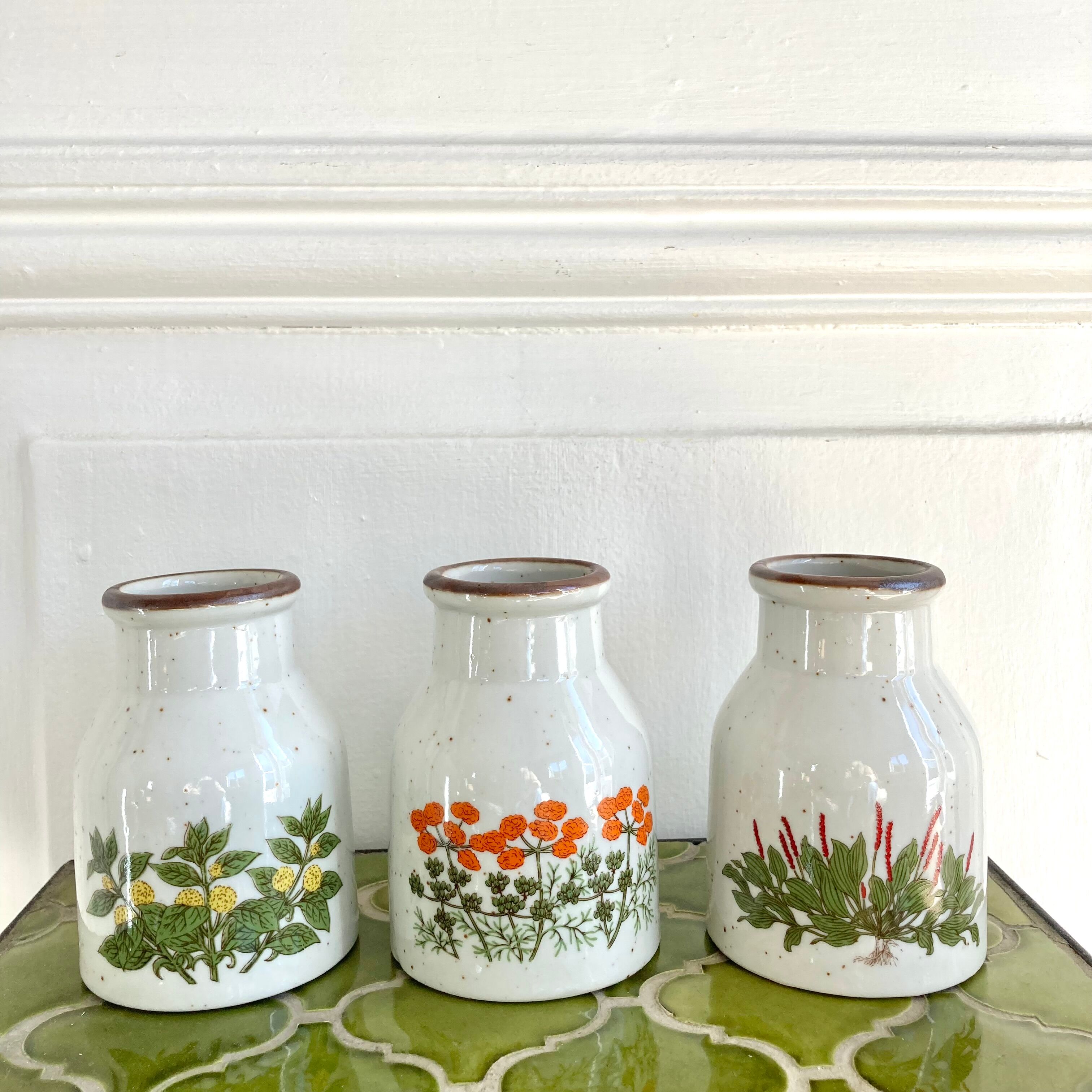 Vases en grès décor herbier