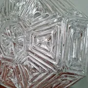 Vintage textured glass ceiling light, geometric patterns, Wila, 1970.