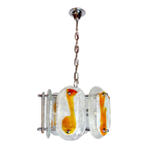 Murano mazzega chandelier, orange frosted glass, italy, 1970