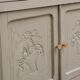 Antique art deco buffet in solid oak – pure lizard green & paint and natural wood – 121 cm