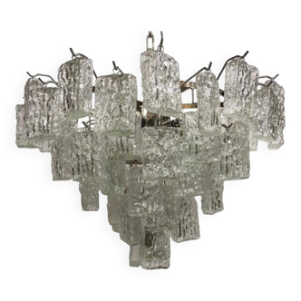 Italian "brick" transparent kromo metal frame murano glass chandelier