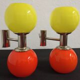 Pair of sconces from the 70s in opaline