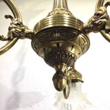 3-light chandelier in bronze and glass tulips