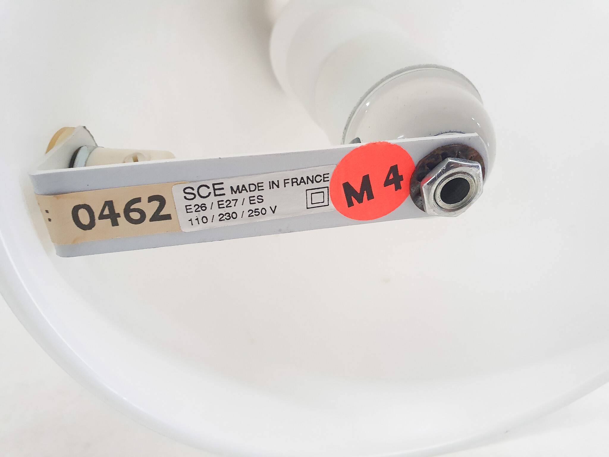 Milk glass pyramid table lamp "Teepee" by SCE France