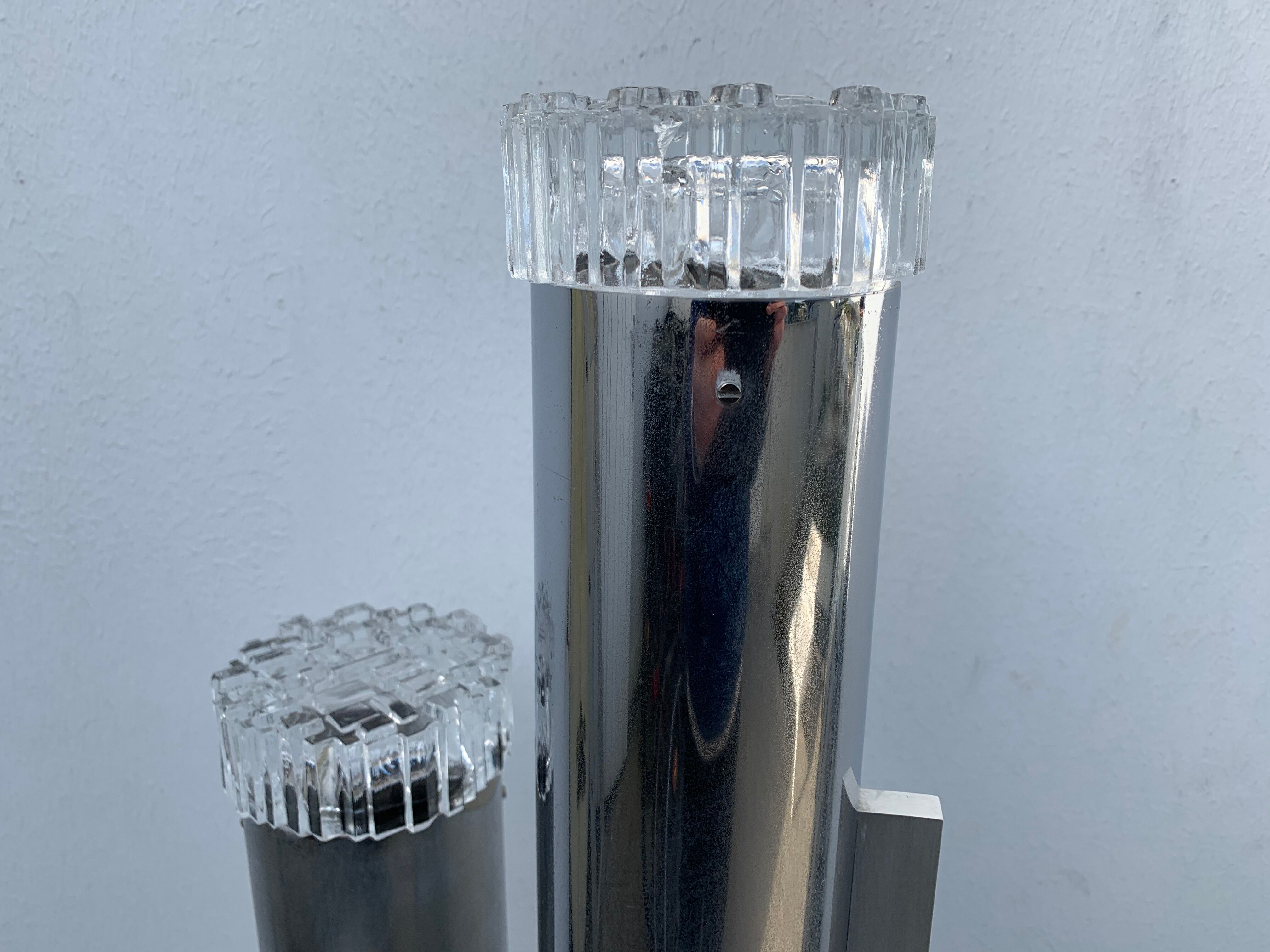 Floor lamp in chrome and glass, 1970