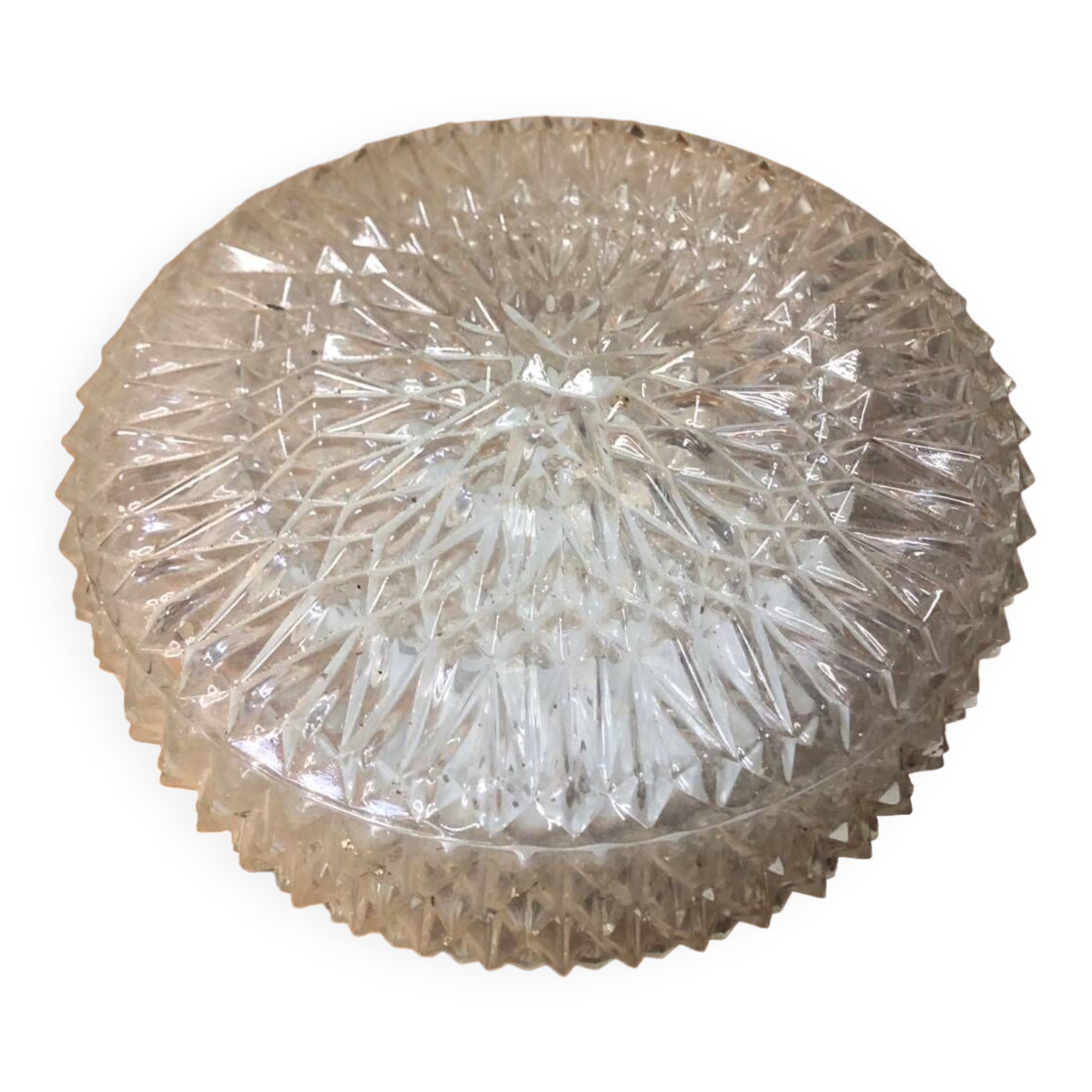 Old molded glass ceiling light + vintage metal support