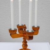 Rustic wooden candleholder by Jan Johnsson for Smålandsslöjd, Sweden, 1975