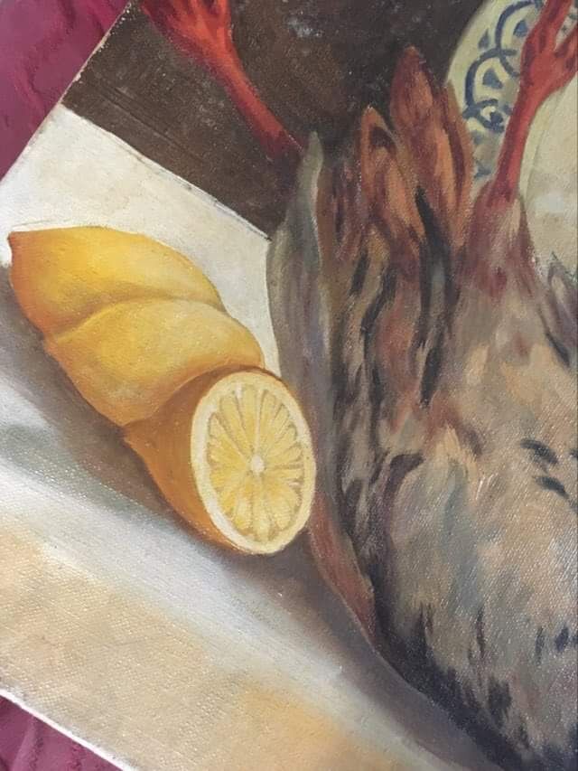 Still life painting with game.
