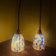 Paire de lampes baladeuses globe pate de verre vintage