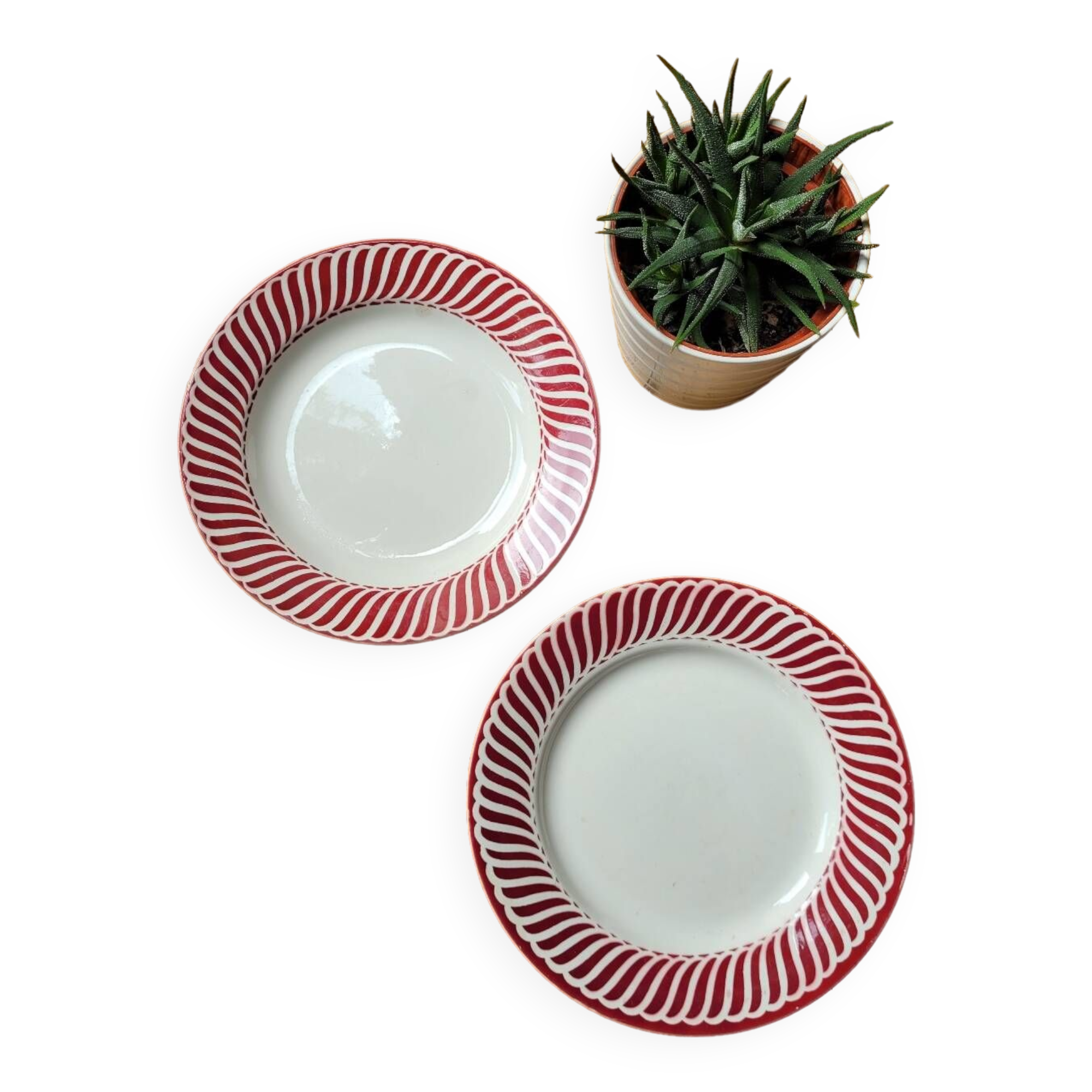 Two Jaquot Digoin Sarreguemines flat plates