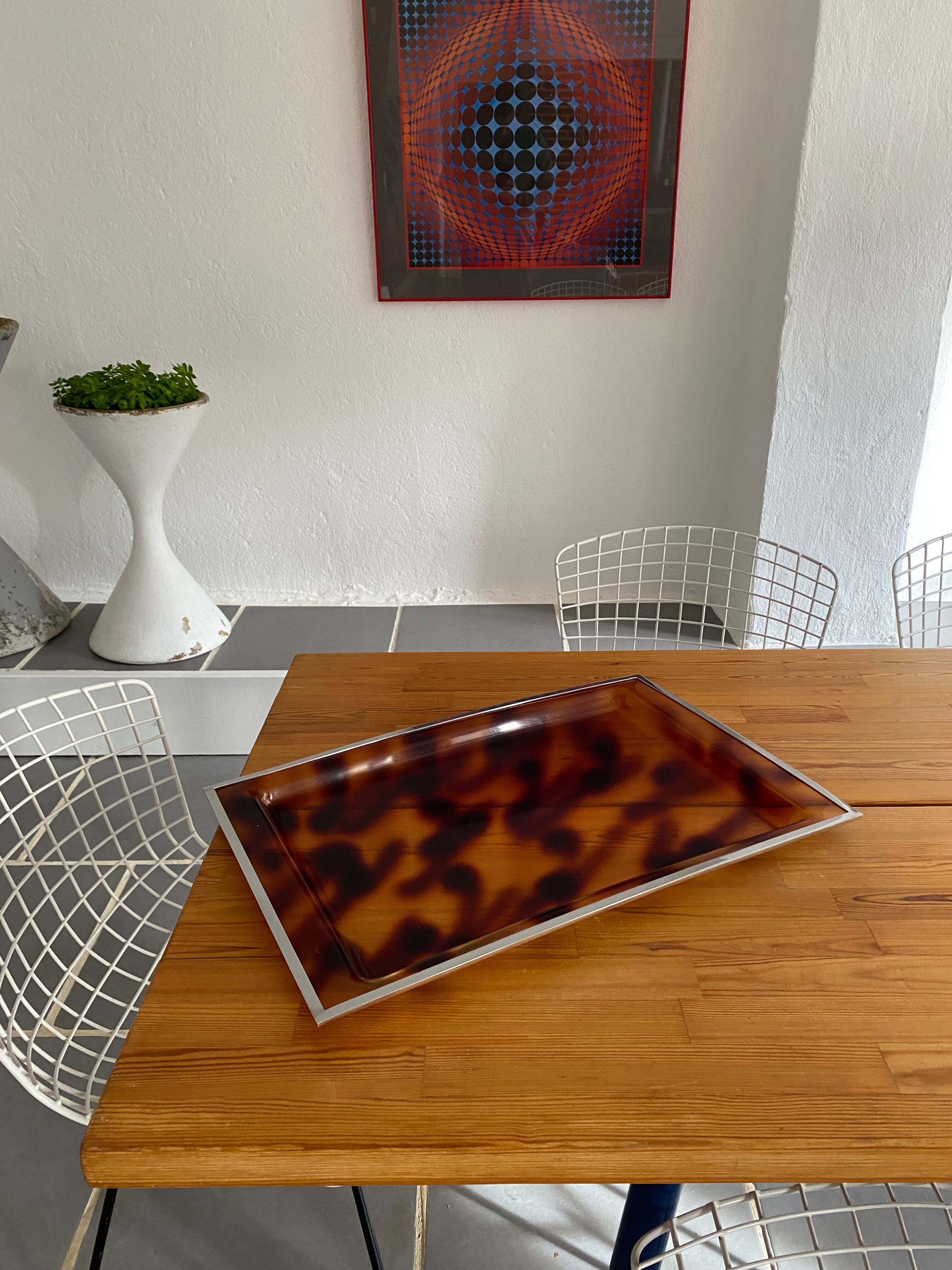 Lucite tray and vintage chrome
